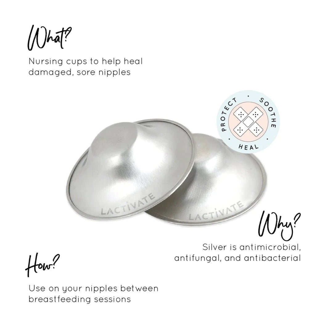 Lactivate Silver Nursing Cups - S/M