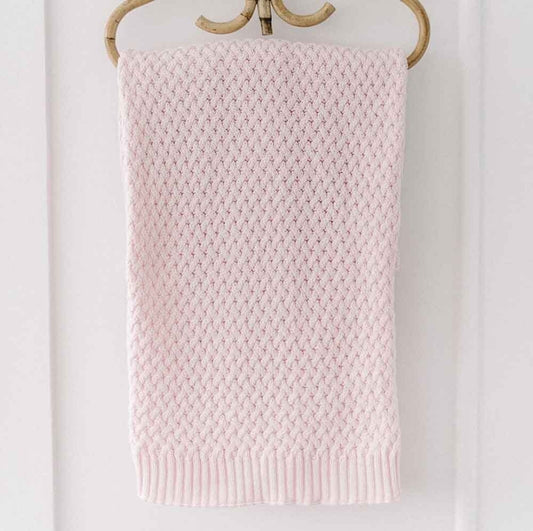 Snuggle Hunny Kids - Organic Diamond Knit Blanket- Blush Pink