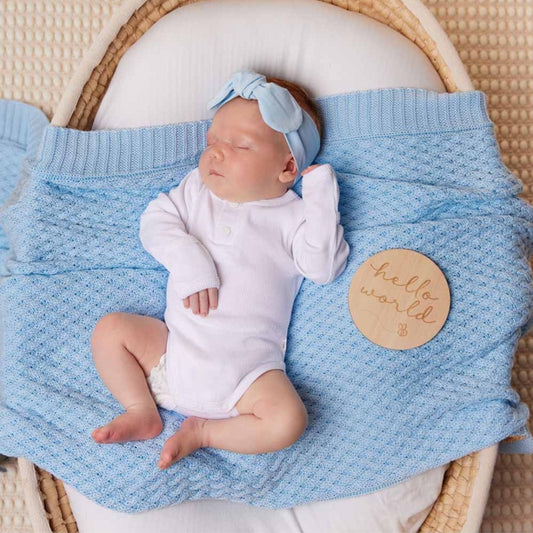 Snuggle Hunny Kids - Organic Diamond Knit Blanket - Baby Blue