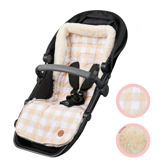 OiOi Cozy Fleece Pram Liner - Beige Gingham