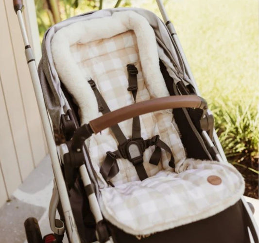 OiOi Cozy Fleece Pram Liner - Beige Gingham