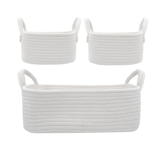 Cotton Rope 3pc Nursery StorageSet - White