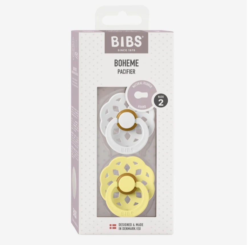 BIBS Boheme Pacifier - White / Sunshine