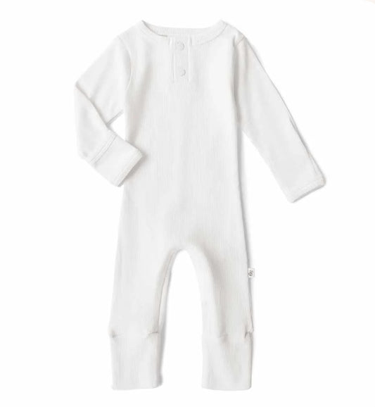 Snuggle Hunny - Organic Rib Growsuit - Milk