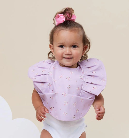 Snuggle Hunny waterproof bib - Lilac Bloom Frill