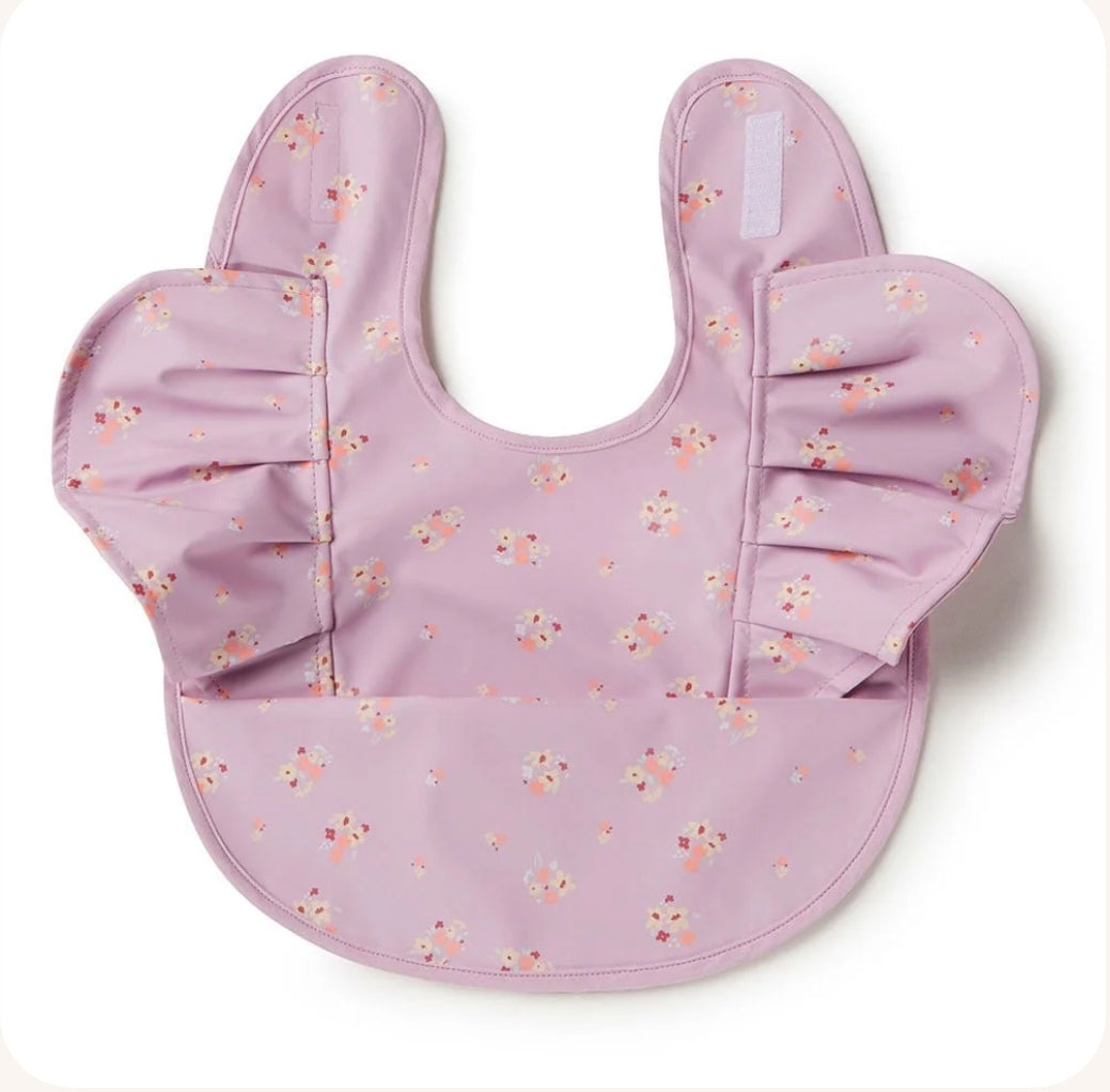 Snuggle Hunny waterproof bib - Lilac Bloom Frill