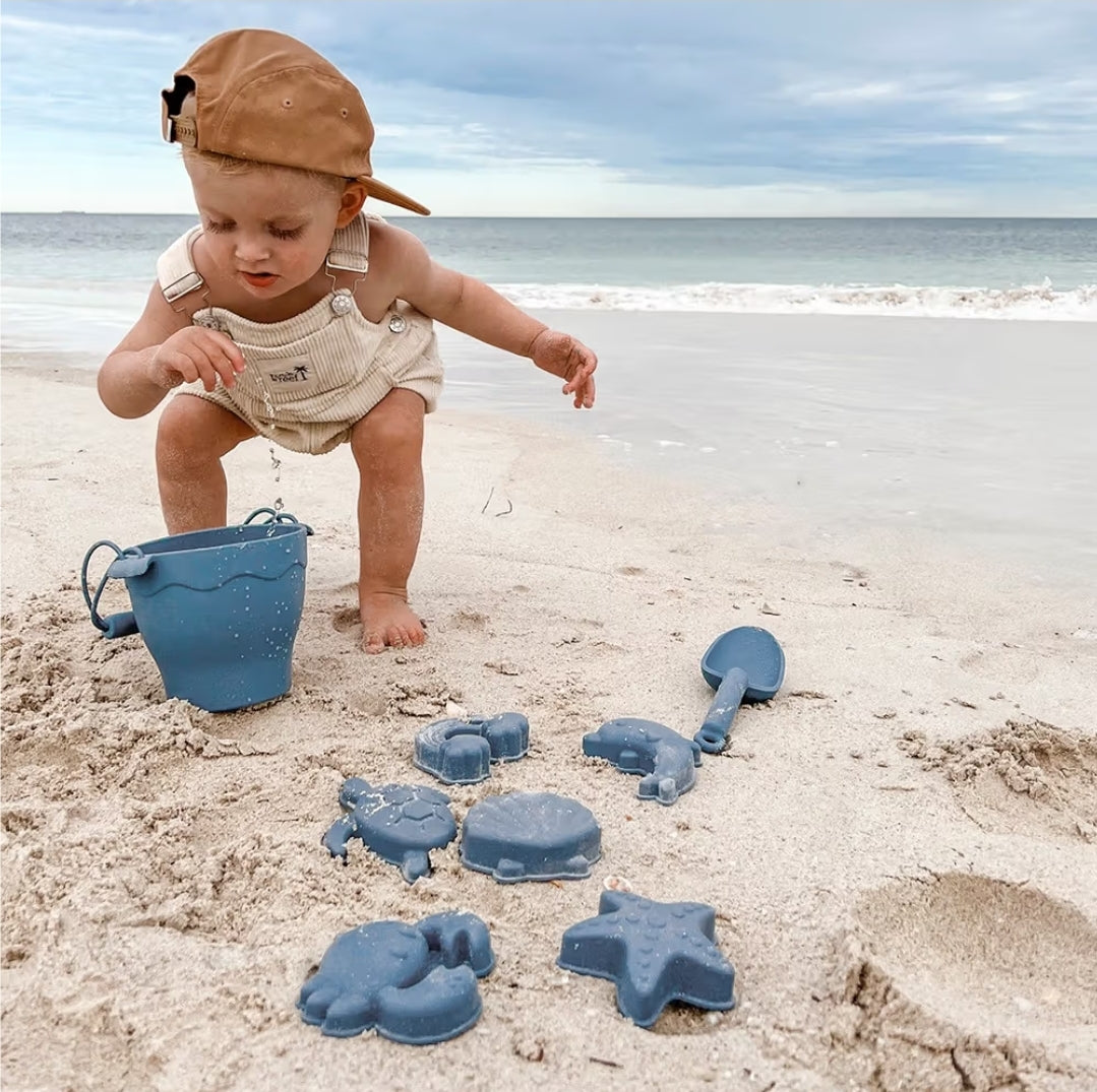 Playground - Silicone Bucket & Spade Set - 8pc - Steel Blue