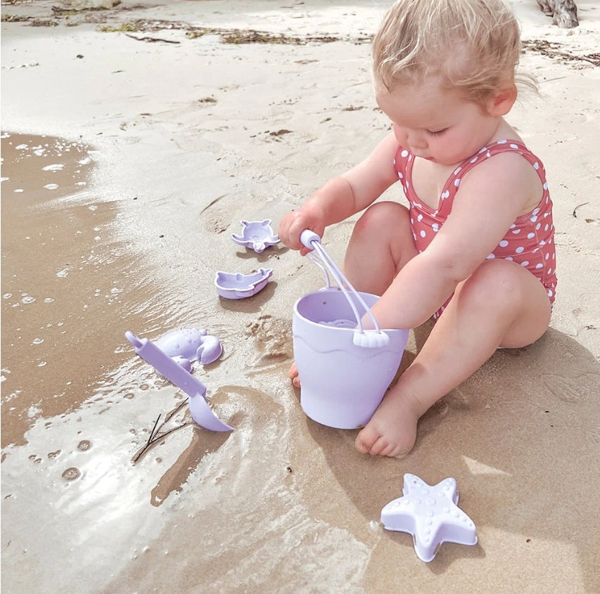 Playground - Silicone Bucket & Spade Set - 8pc - Lilac