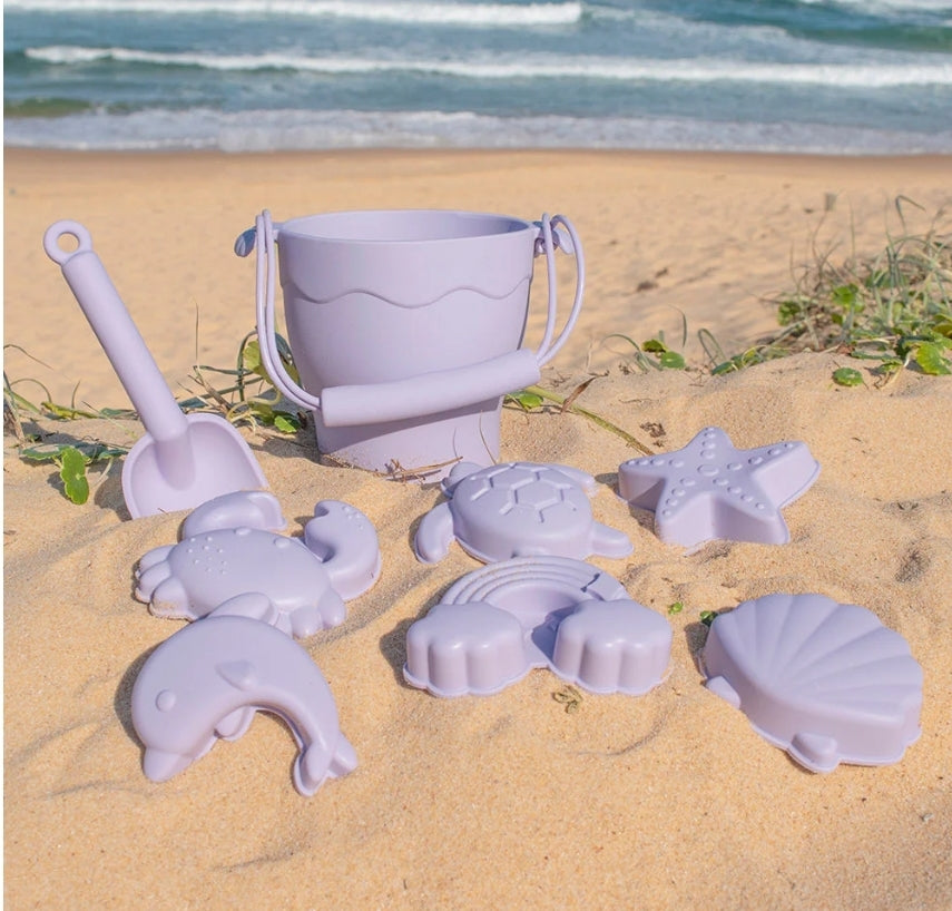 Playground - Silicone Bucket & Spade Set - 8pc - Lilac