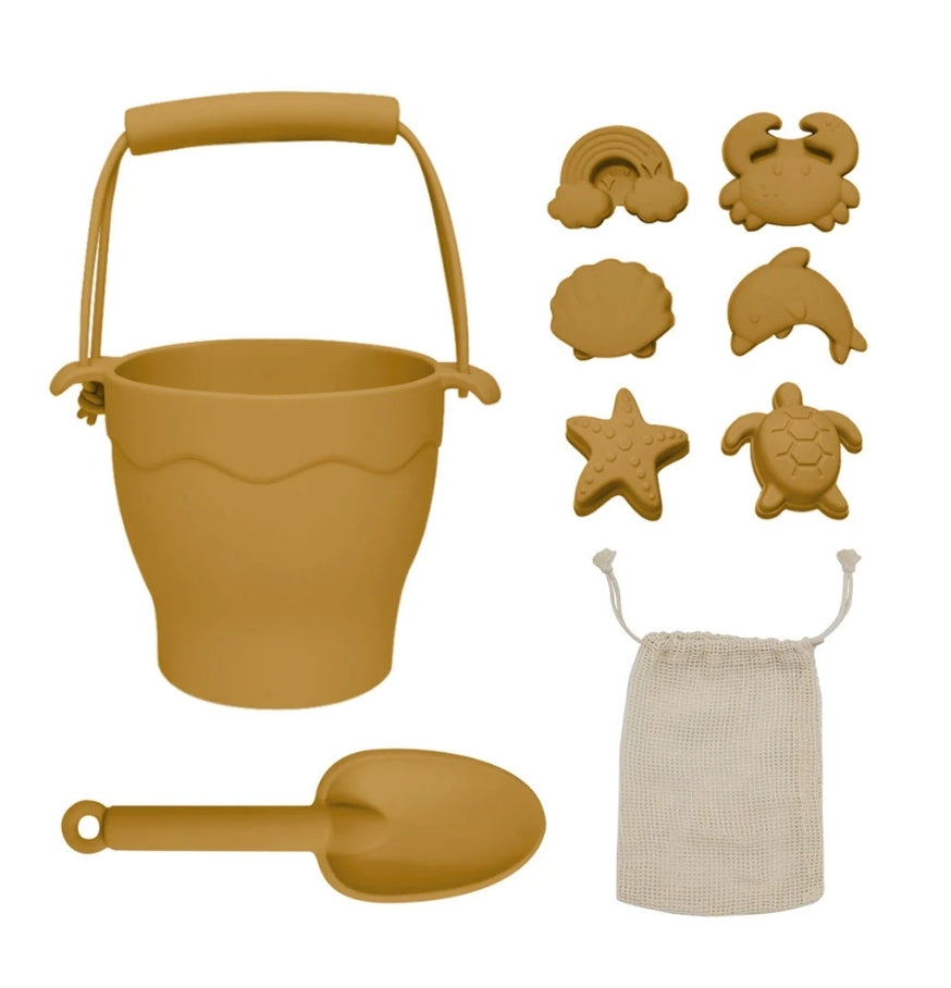 Playground - Silicone Bucket & Spade Set - 8pc - Sunshine