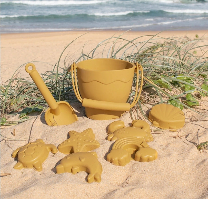 Playground - Silicone Bucket & Spade Set - 8pc - Sunshine