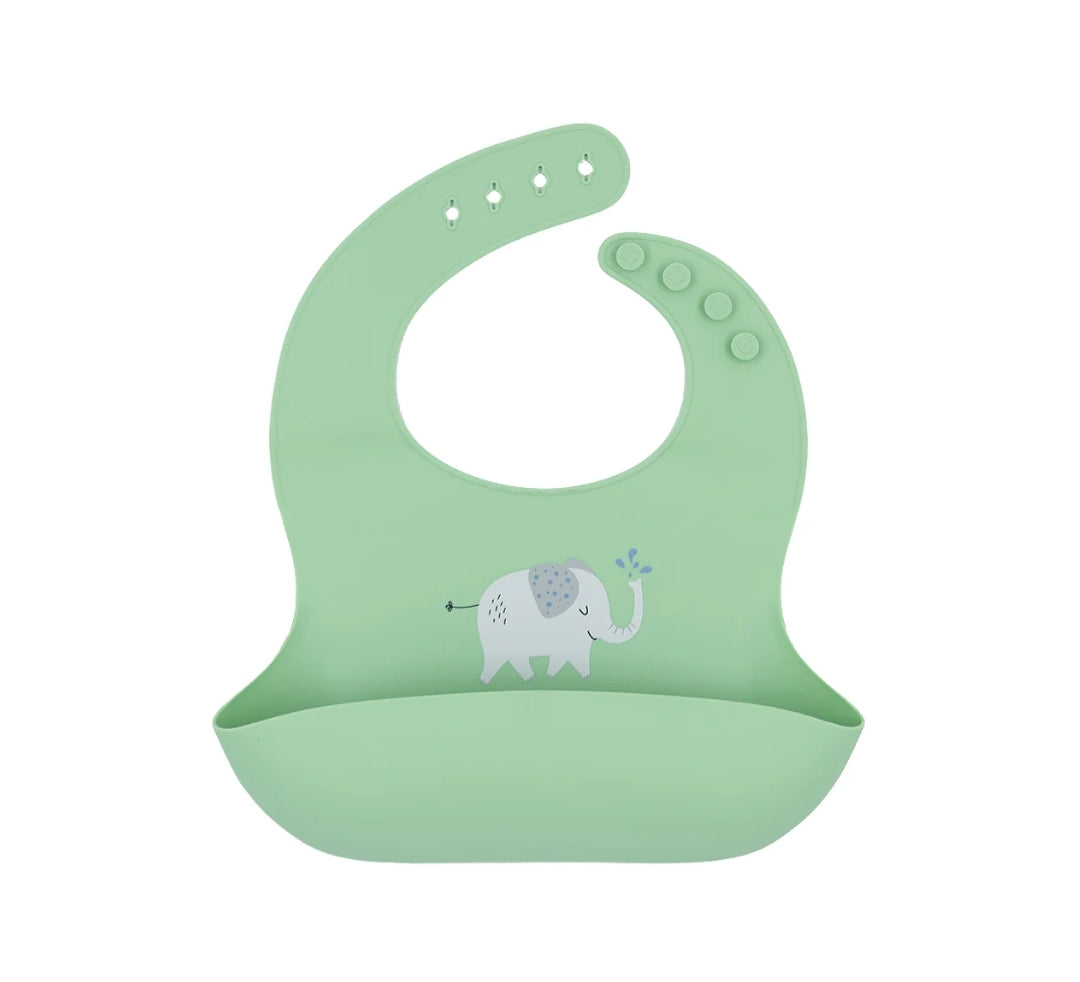 Silicone Catch-All Bib Elephant/Sage