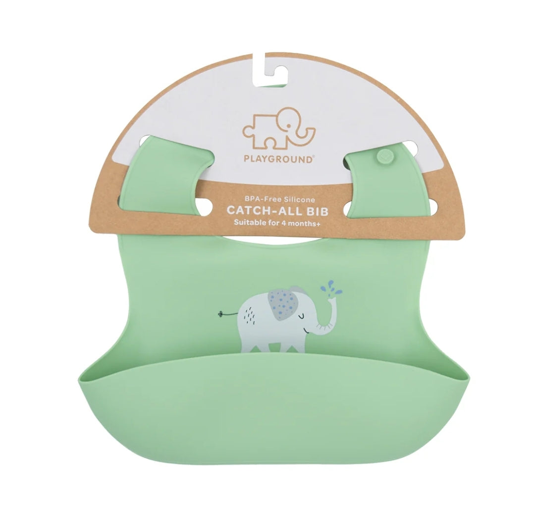 Silicone Catch-All Bib Elephant/Sage