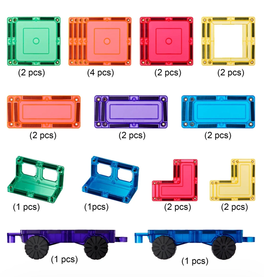 Learn & Grow Magnetic Tiles - Car Expansion Pack (28pcs)