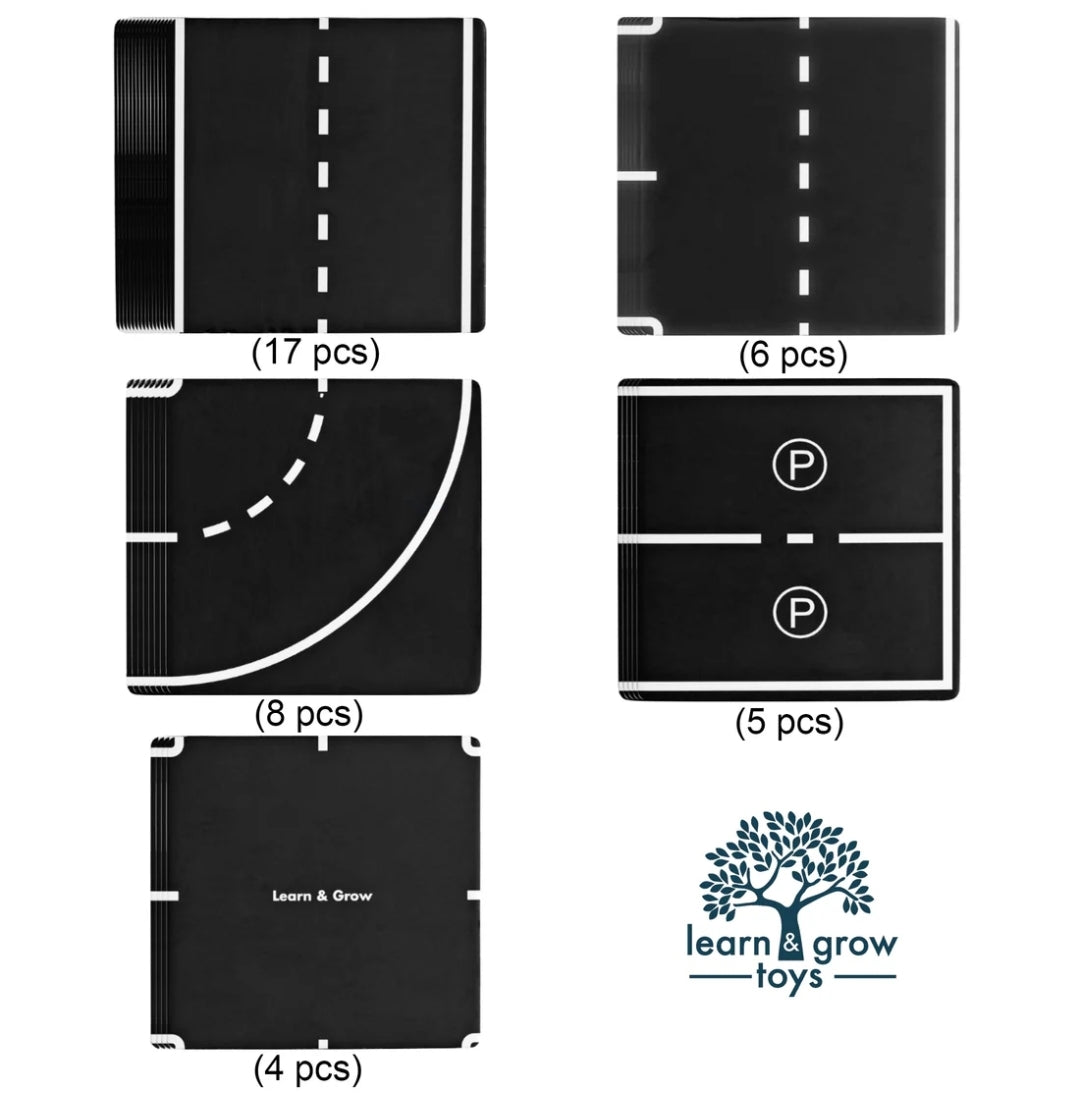 Learn & Grow Magnetic Tile Toppers - Road Pack 40 Pieces