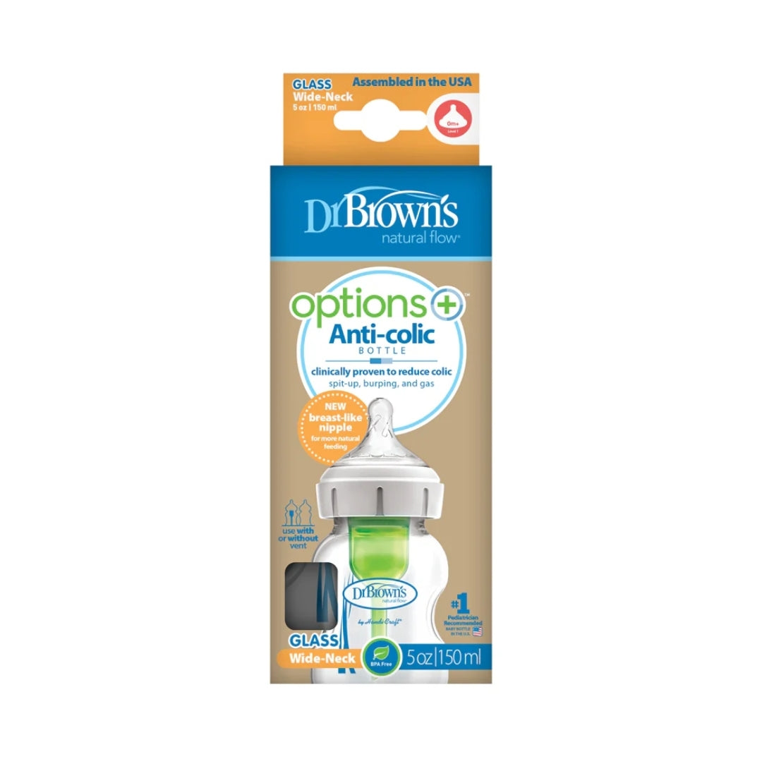 Dr Browns WN Options+ GLASS Bottle With level 1 Teat - 150ml 1Pk