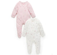 Load image into Gallery viewer, Purebaby - 2Pack Zip Growsuit - Pale Pink/Blossom
