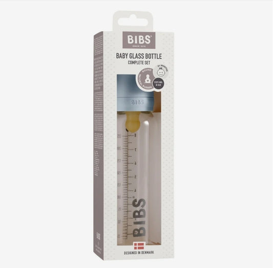 Bibs - 225ml Glass Bottle Set - Baby Blue