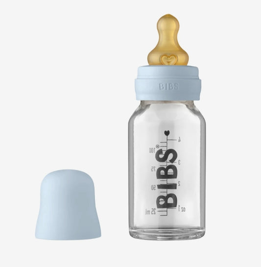 Bibs - 110ml Glass Bottle Set - Baby Blue