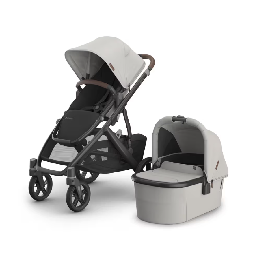 Uppababy - Vista V3 With Bassinet - Pearl Grey Jacquard/Carbon (Savannah)