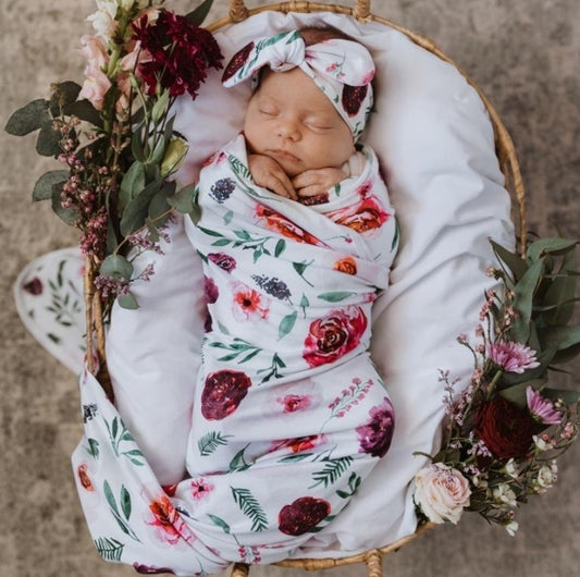 Snuggle Hunny Wrap Set- Peony Bloom