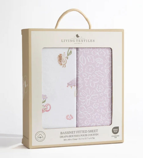 Living Textiles - 2 Pack - Bassinet Fitted Sheets - Whimsical Wonderland