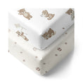 Load image into Gallery viewer, Living Textiles - 2 Pack - Cot Organic Cotton Fitted Sheets - Cuddly Bear
