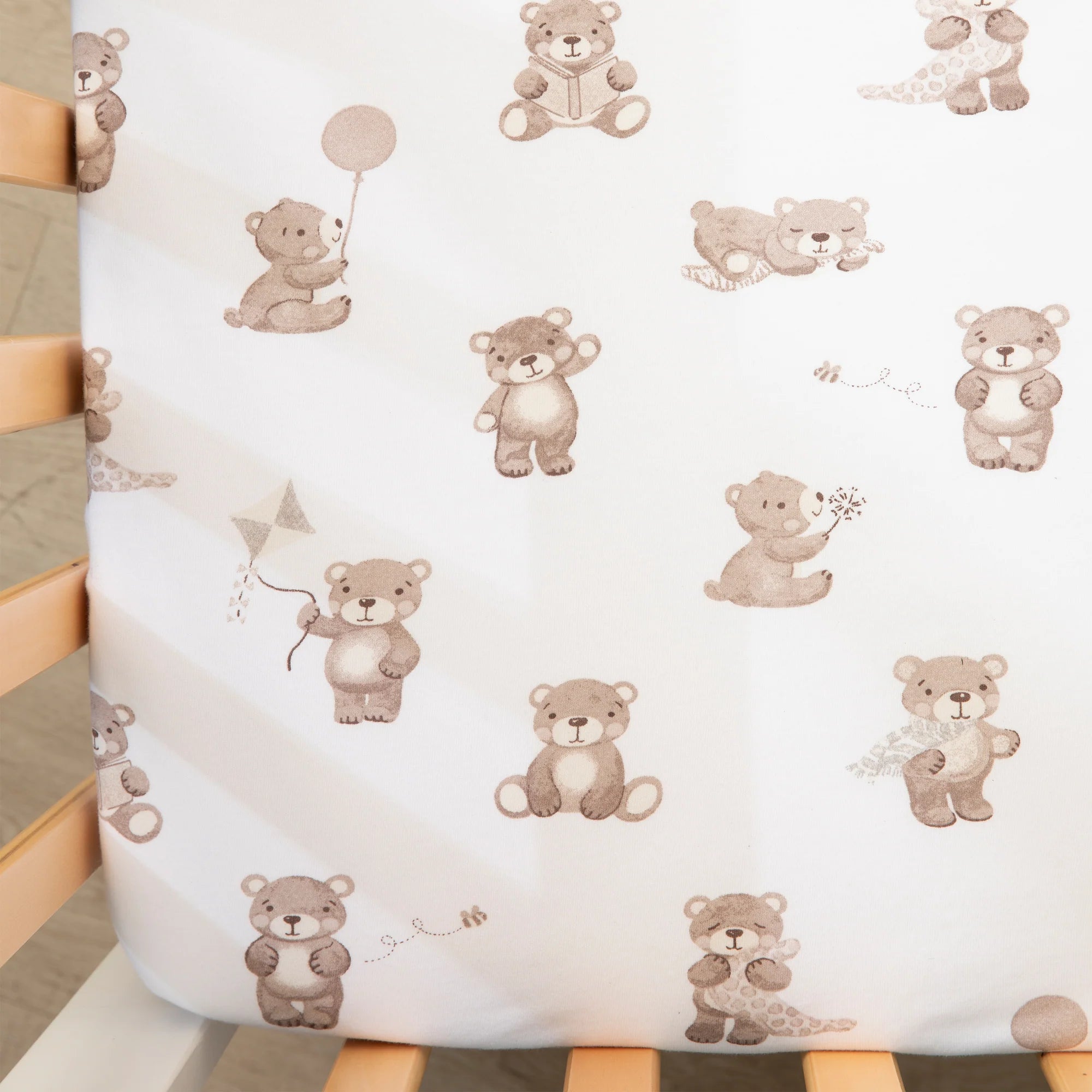 Living Textiles - 2 Pack - Cot Organic Cotton Fitted Sheets - Cuddly Bear