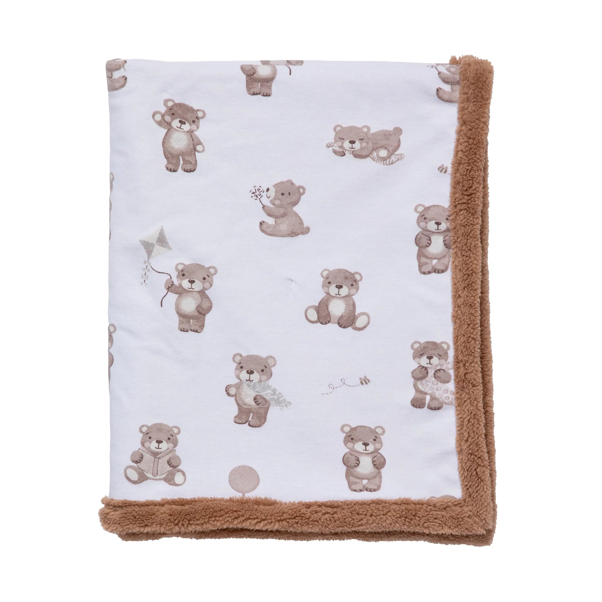 Living Textiles - Organic Sherpa Pram Blanket - Cuddly Bear