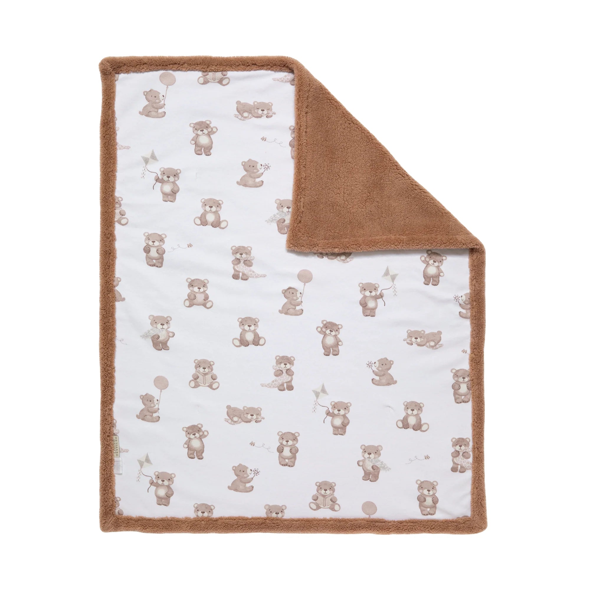 Living Textiles - Organic Sherpa Pram Blanket - Cuddly Bear
