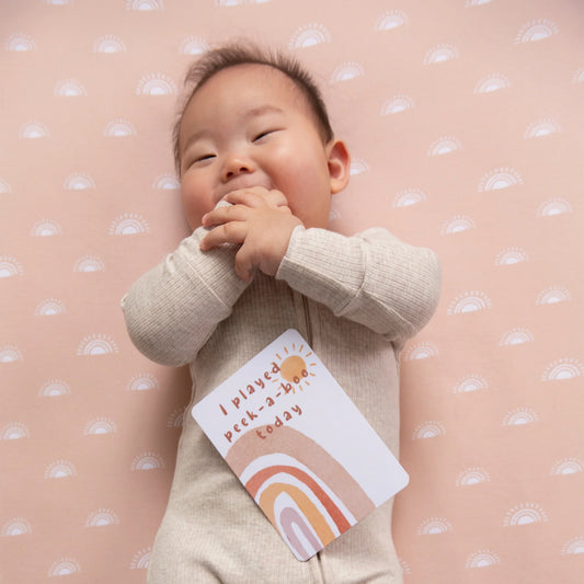 Living Textiles - Organic Bedside Fitted Sheet - Dusty Rainbow