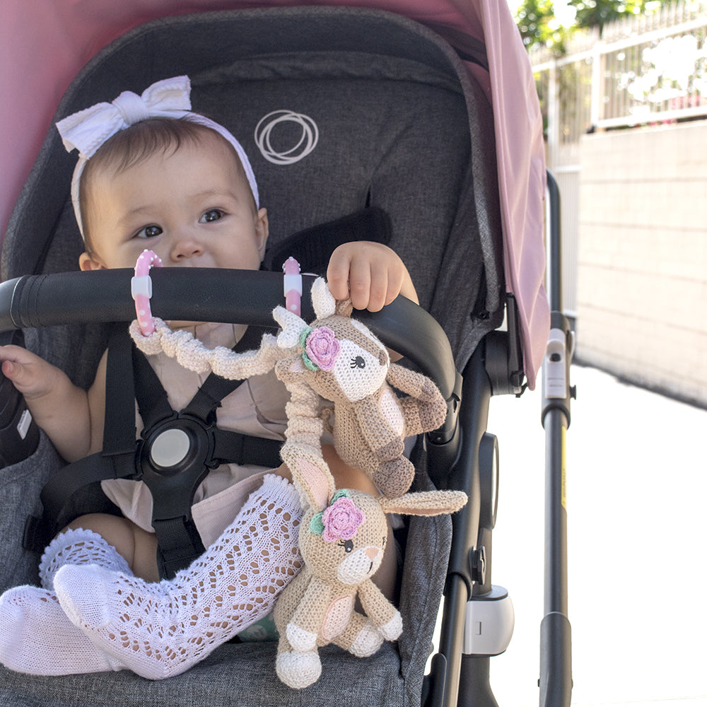 2pk Stroller toys - Fawn & Bunny