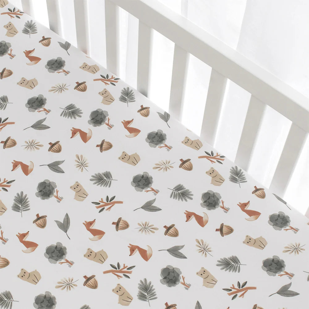 Living Textiles - 2pk Cot Fitted Sheets 100%Cotton - Forest Retreat