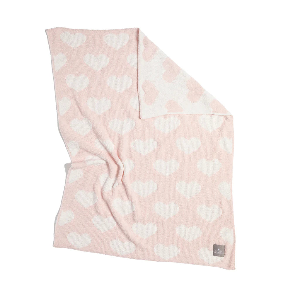 Living Textiles - Chennile Baby Blanket - Pink Hearts