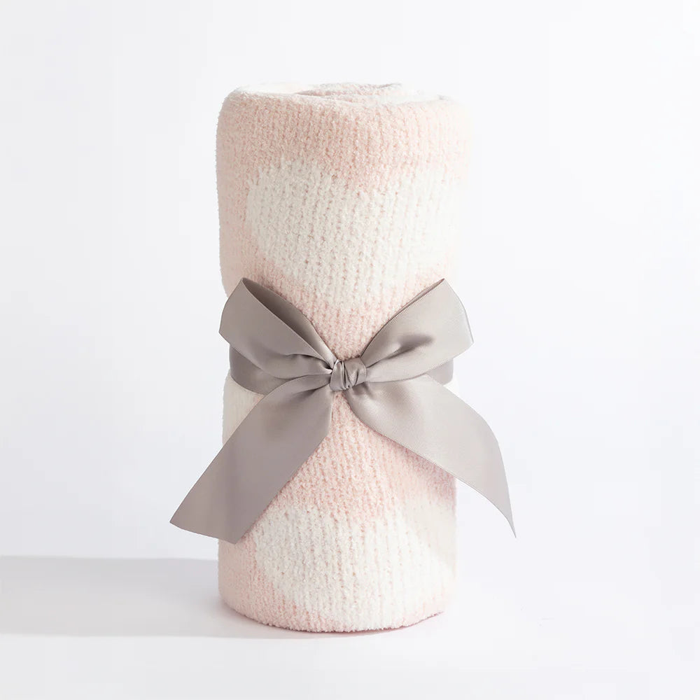 Living Textiles - Chennile Baby Blanket - Pink Hearts