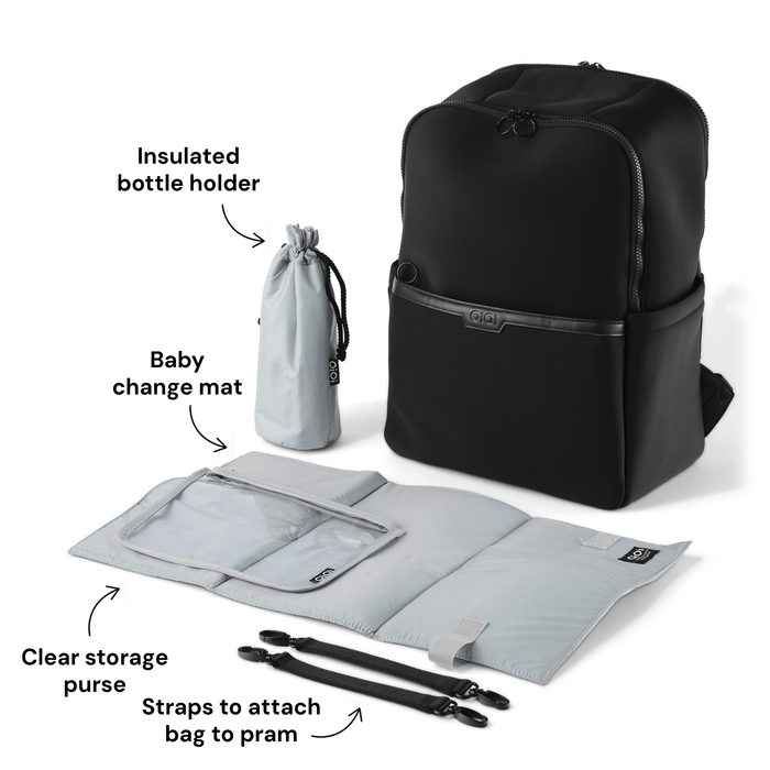 Oioi- Multitasker Nappy Backpack - Black Neoprene