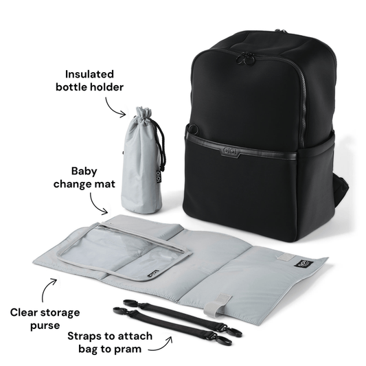 Oioi- Multitasker Nappy Backpack - Black Neoprene