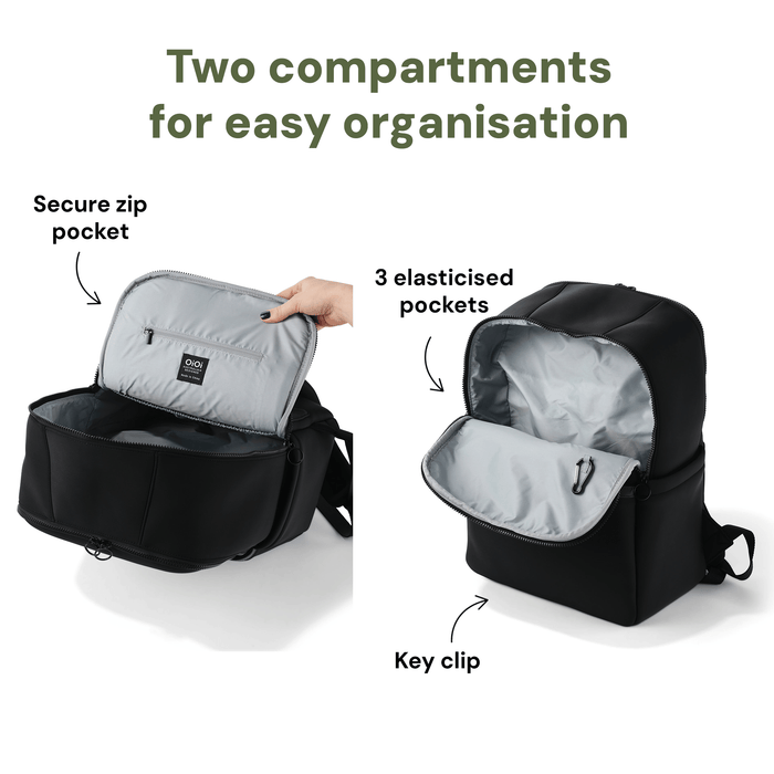 Oioi- Multitasker Nappy Backpack - Black Neoprene