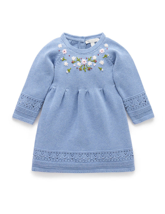 Purebaby - Cosy Knitted Dress - Bluestone Melange
