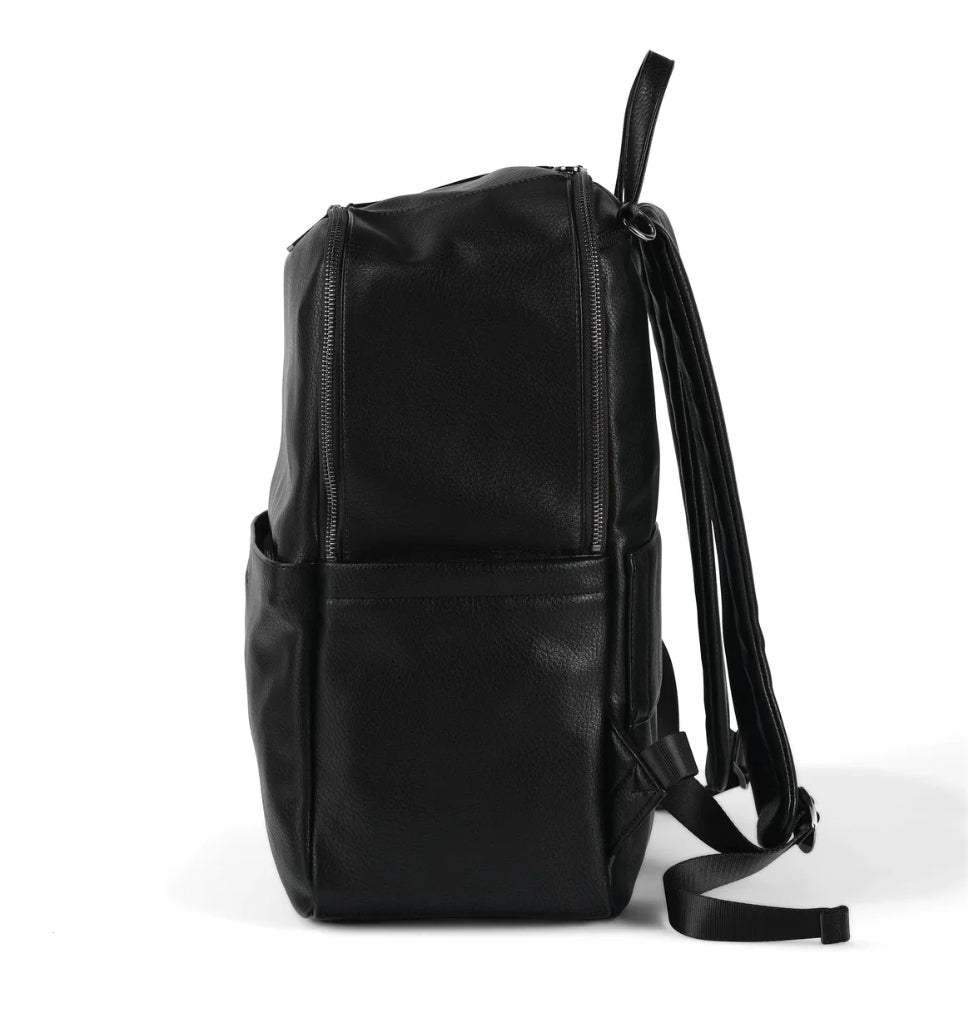 OiOi Faux Leather Multitasker Backpack - Black Dimple