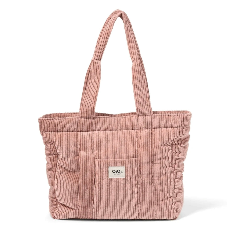 Oioi - Everyday Tote Bag - Corduroy Rose Pink/Gingham