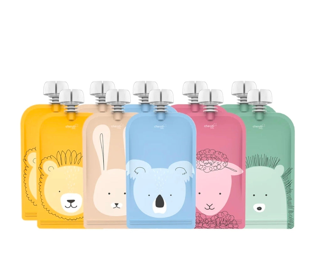 Cherub Baby - Re-usable Food Pouch 150ml/5oz 10pk Assorted Multipack
