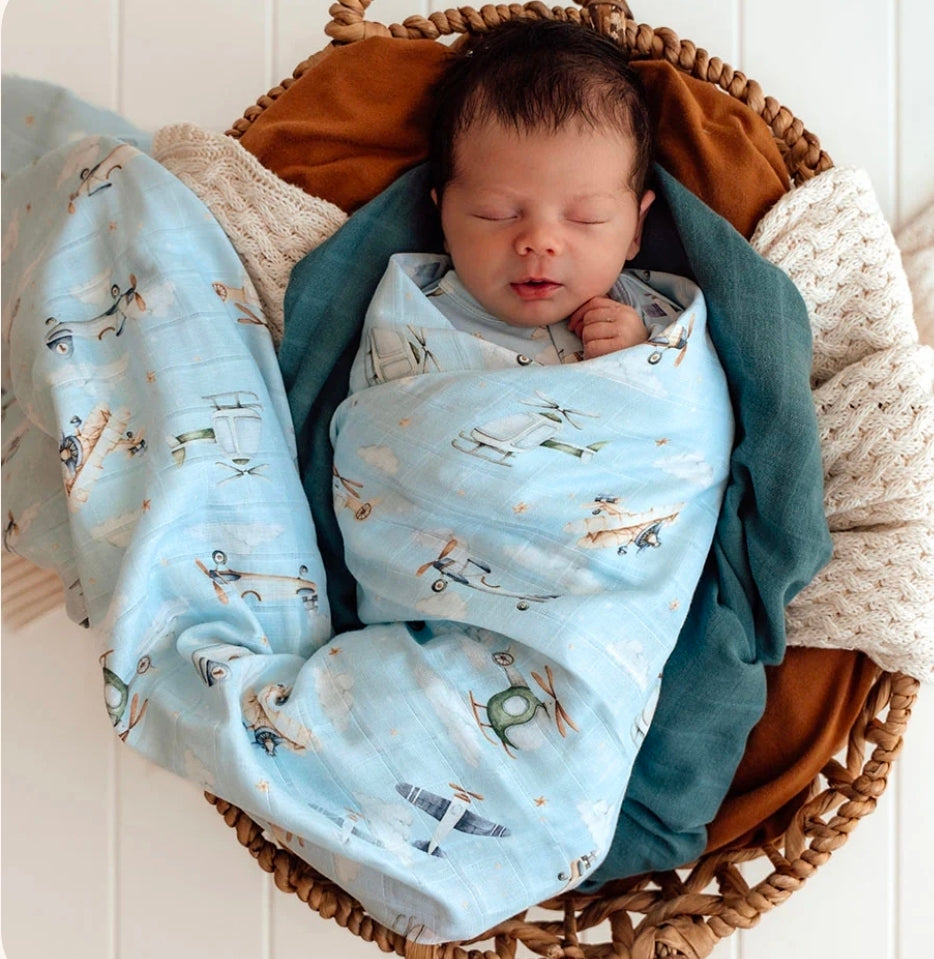 Snuggle Hunny Organic Muslin Wrap -  Taking Flight