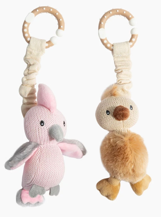 Living Textiles - 2Pk Stroller Toys- Galah & Emu