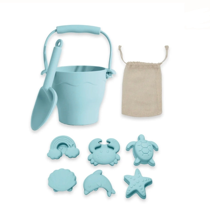 Playground- Silicone Bucket and Spade Set - Light Blue
