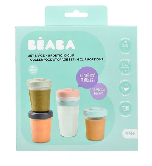 Beaba- Toddler Food Storage Set - 6 Clip Portions (6x250ml)