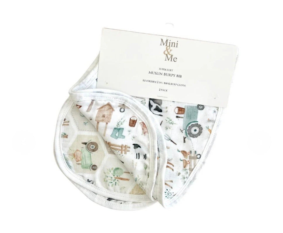 Mini & Me - Burp Bib - Patchwork Farm/Farm Life