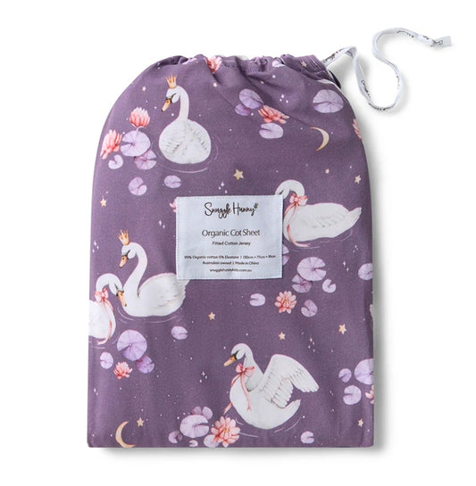 Snuggle Hunny Kids - Organic Fitted Cot Sheet - Swan