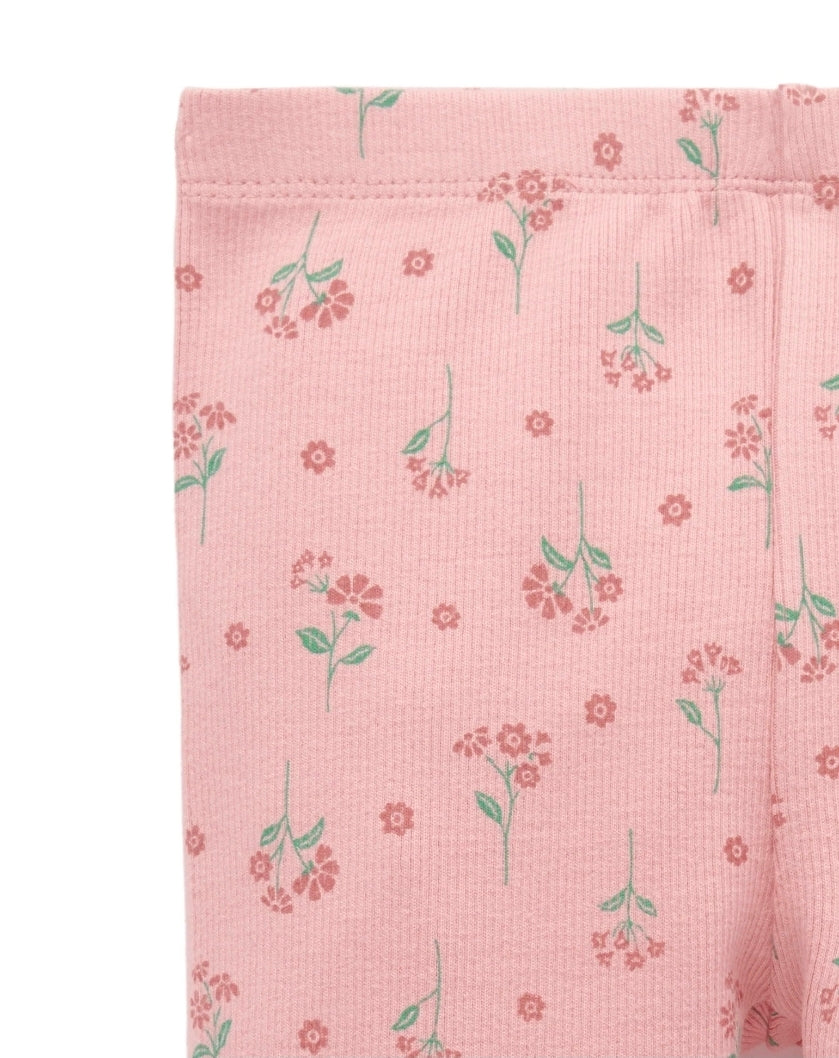 Purebaby - Thick Rib Leggings - Blush Woodland Flower Print