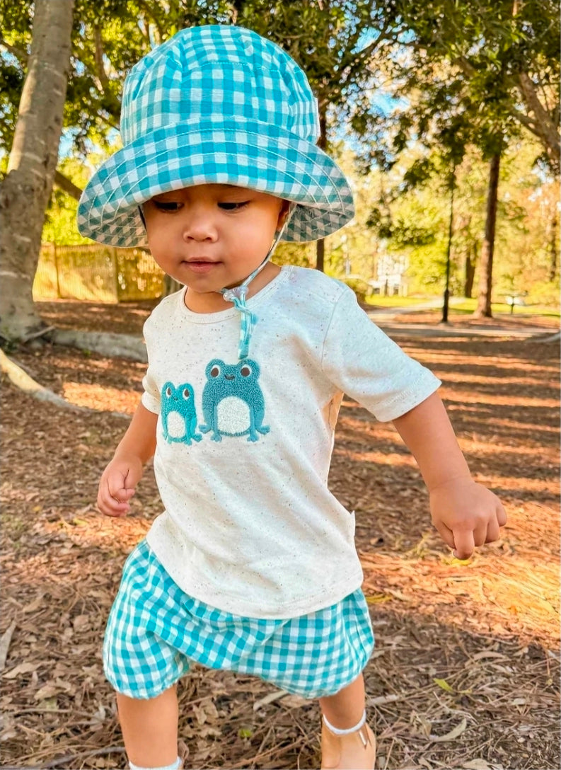 Purebaby - Short and Tee Set - Kingfisher Gingham